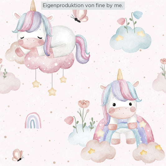 Lagerware: Bio-Jersey „Unicorn and Rainbow rosie“, exklusive Eigenproduktion