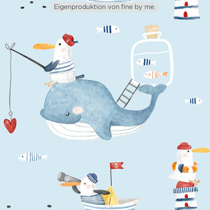 Stoffübersicht „Let's Go Fishing lightblue“