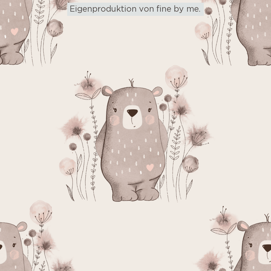 Stoffübersicht „Blumenbärchen beige“