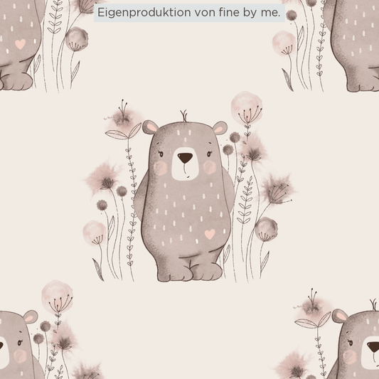 Stoffübersicht „Blumenbärchen beige“