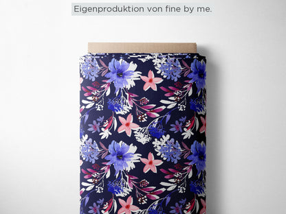 Stoffübersicht „Ice Flowers dark blue“