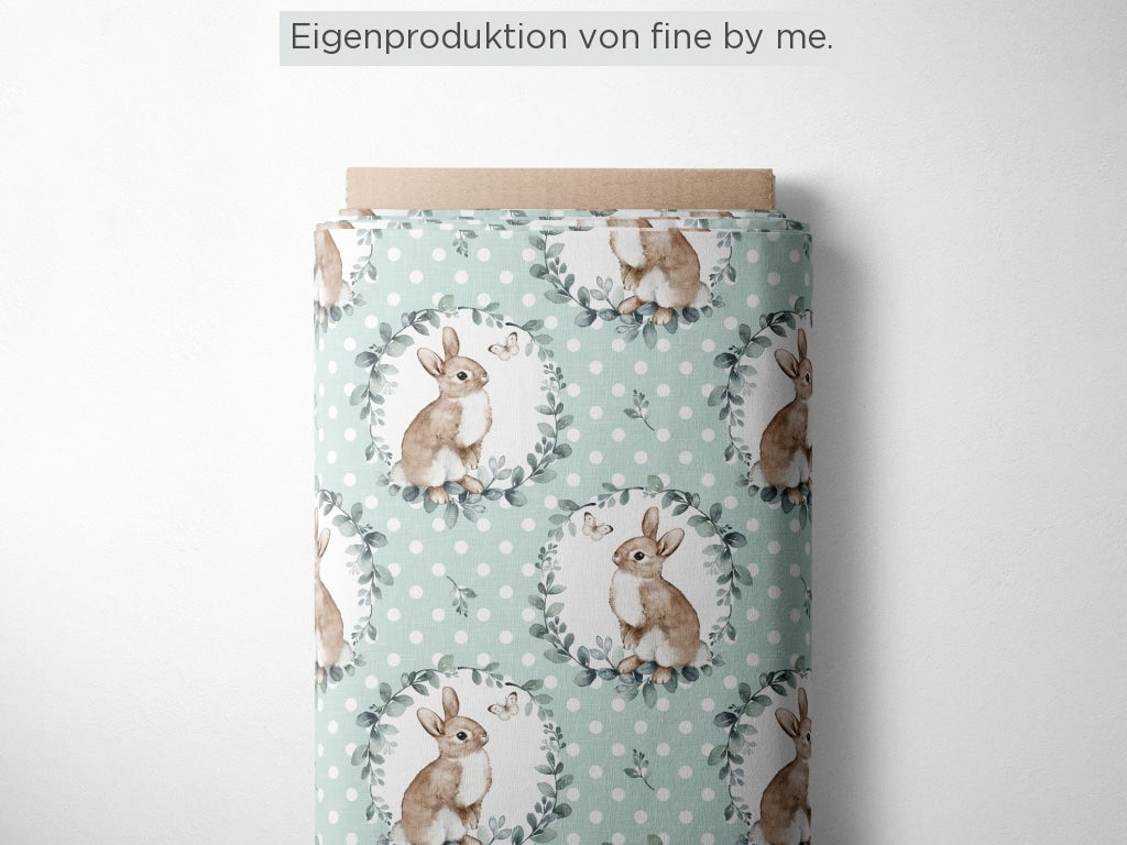 Stoffübersicht „Bunny and Butterfly mint dots"