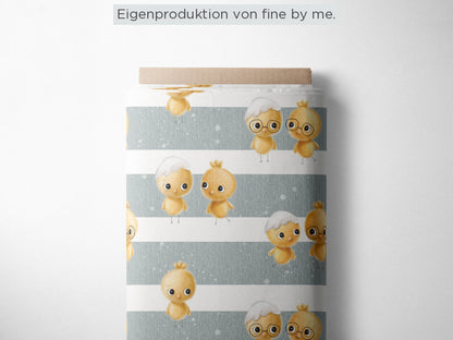 RESTSTÜCK 50cm Bio Jersey „Kleine Küken rauchmint“ exklusive Eigenproduktion Bio Jersey, 95% Baumwolle, 5% Elasthan,