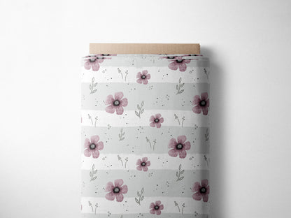 Lagerware: Bio Jersey „Pink Flowers“ exklusive Eigenproduktion Bio Jersey, 95% Baumwolle, 5% Elasthan, 210g/m², Länge:
