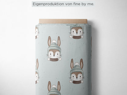 Stoffübersicht „Winterhase mint"