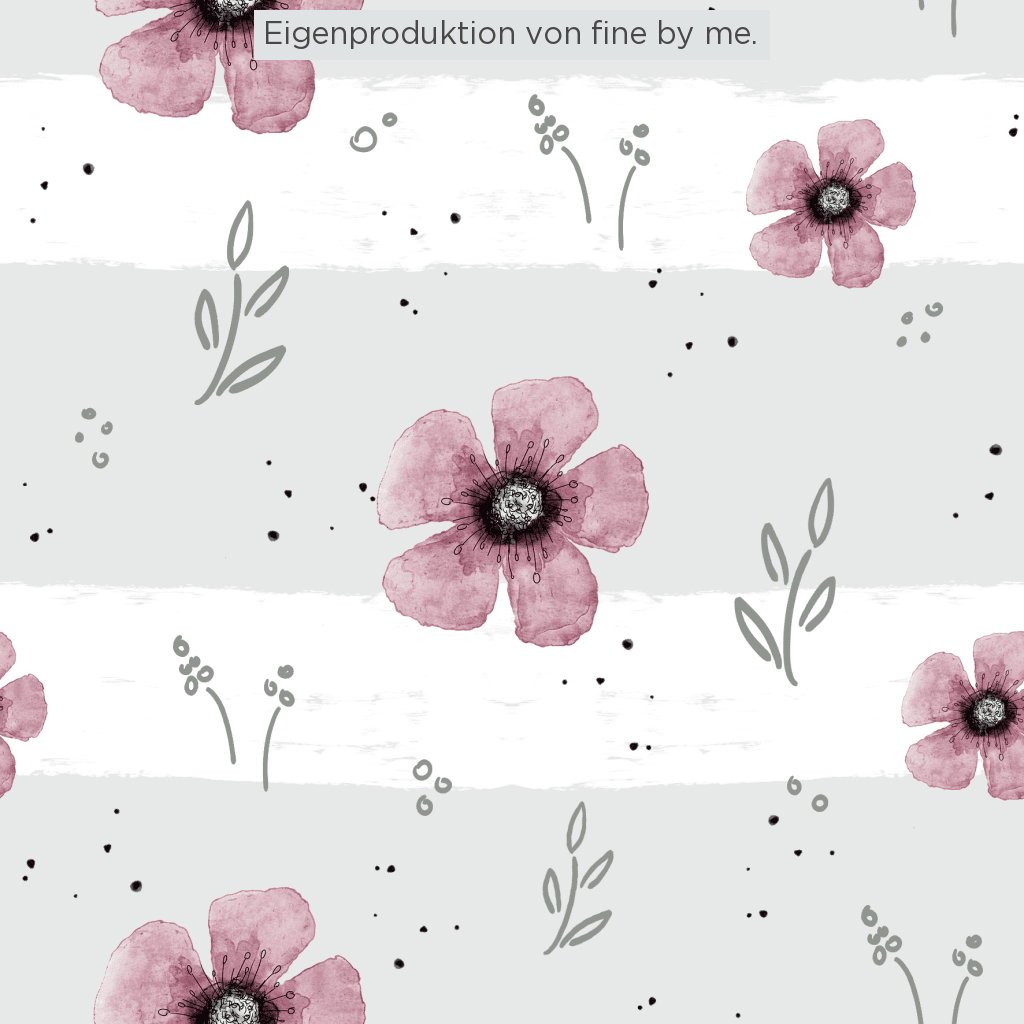 Lagerware: Bio-Jersey „Pink Flowers“, exklusive Eigenproduktion