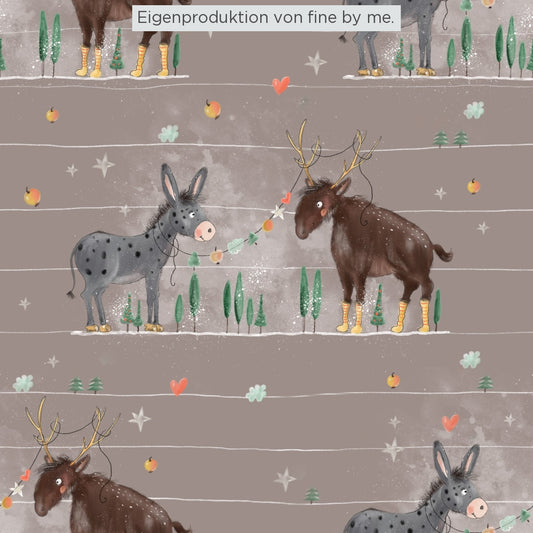 Stoffübersicht „Christmas Friends taupe“
