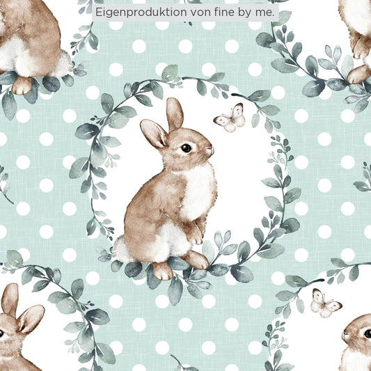 Stoffübersicht „Bunny and Butterfly mint dots"