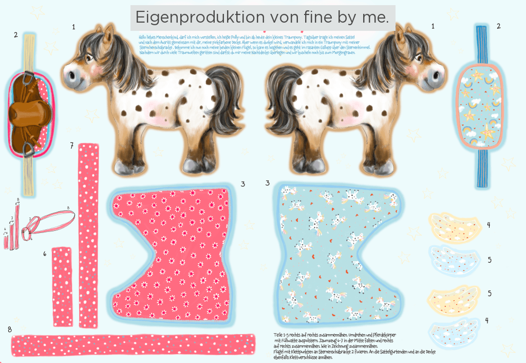 Stoffübersicht Panel Kuschelpferdchen „Pony Polly“