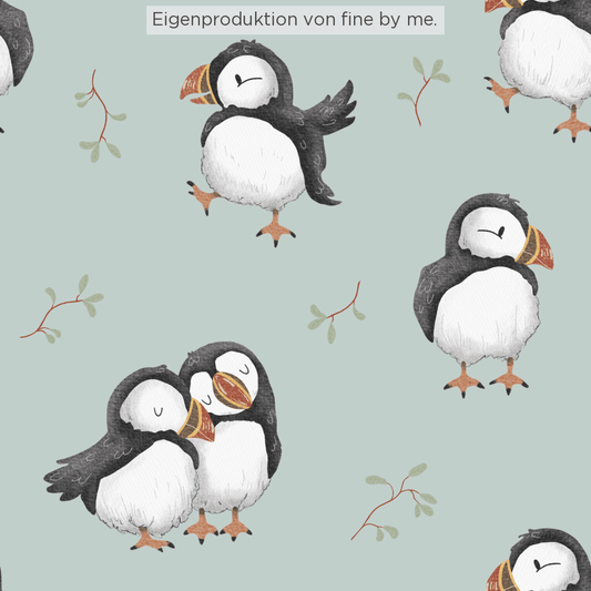 Stoffübersicht „Puffin Love mint“