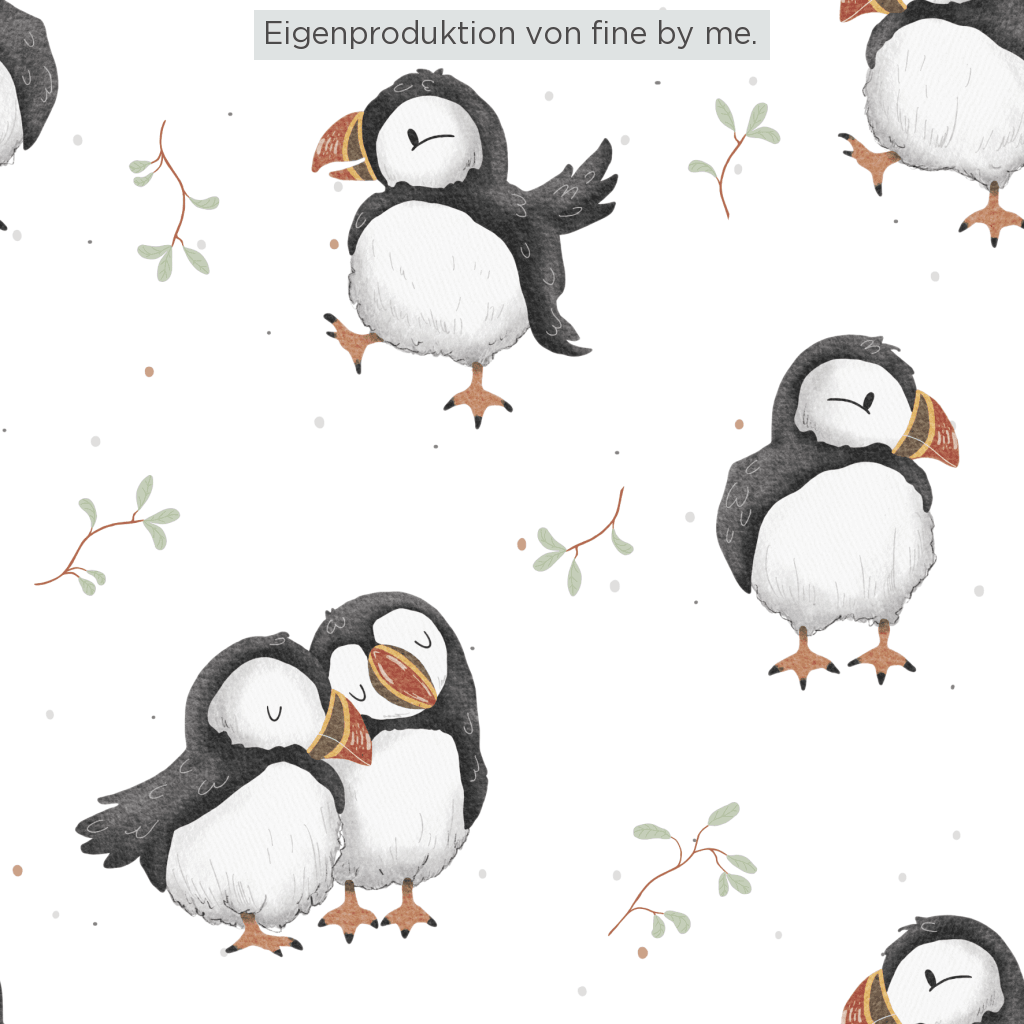Stoffübersicht „Puffin Love white“