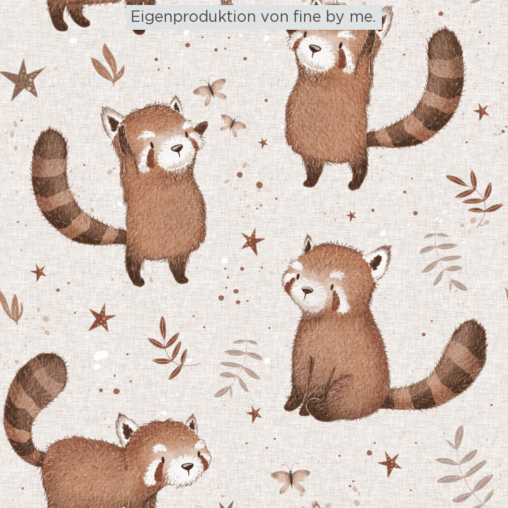 Stoffübersicht „Roter Panda Leinenoptik“