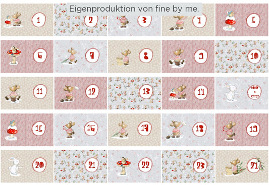 Stoffübersicht Panel Adventskalender „Weihnachtsmaus“