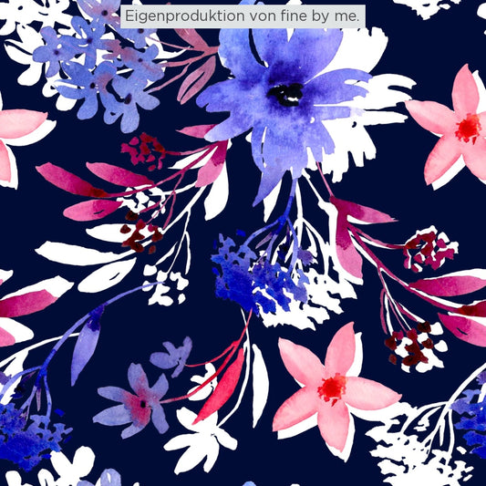 Stoffübersicht „Ice Flowers dark blue“